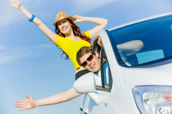 Couple in car — Stock Photo, Image