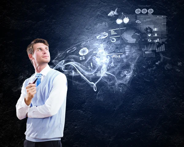 Man smoking pipe — Stock Photo, Image