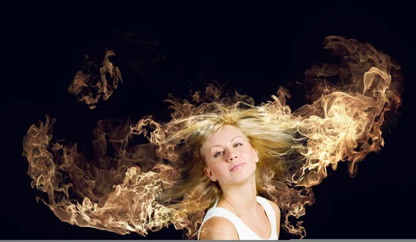 Волосы в огне — стоковое фото