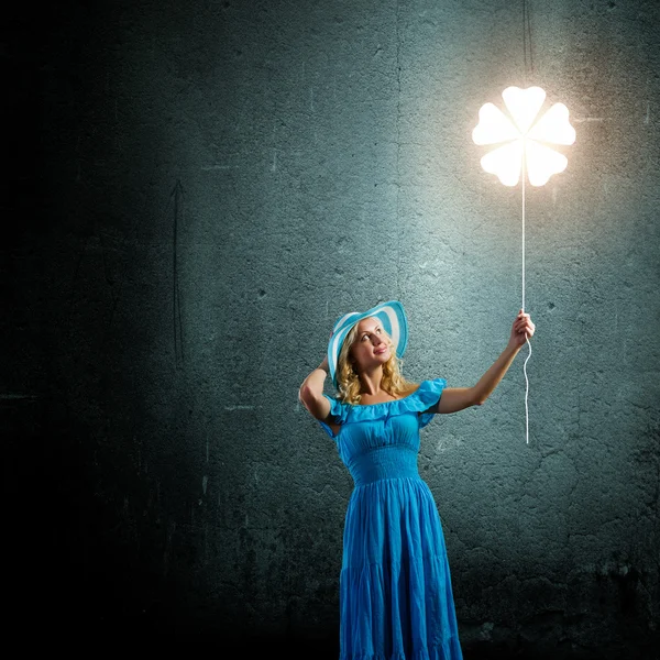 Woman with balloon — Stock Photo, Image