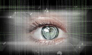 kadının gözü dijital görüntü. güvenlik kavramı