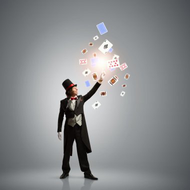 Magician with cards clipart