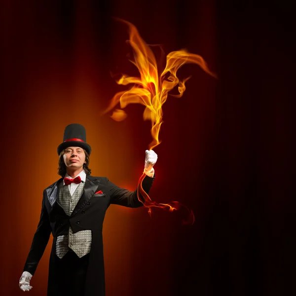 Magician in hat — Stock Photo, Image
