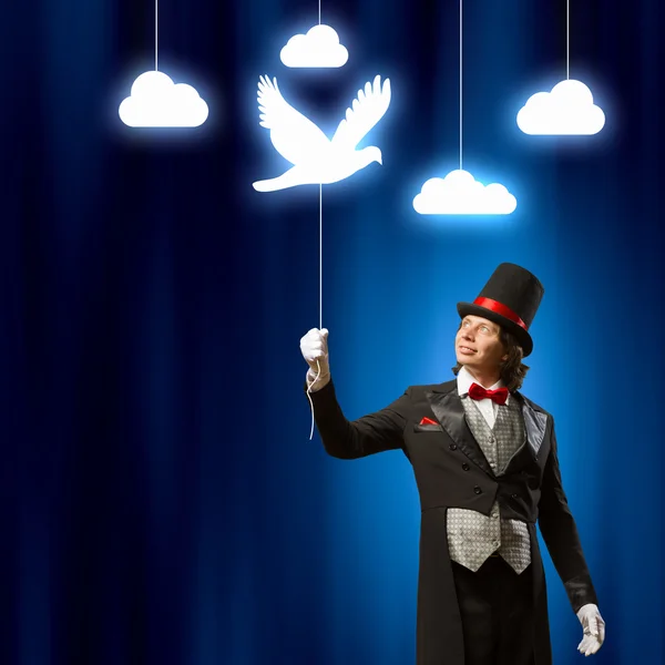 Magician in hat — Stock Photo, Image