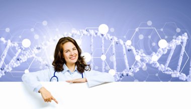 Bayrağı olan doktor.