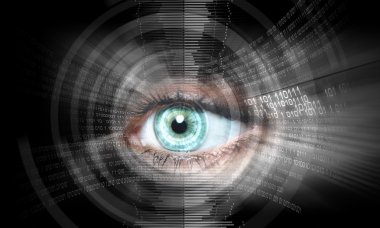 kadının gözü dijital görüntü. güvenlik kavramı