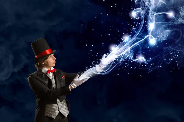 Magician in hat — Stock Photo, Image