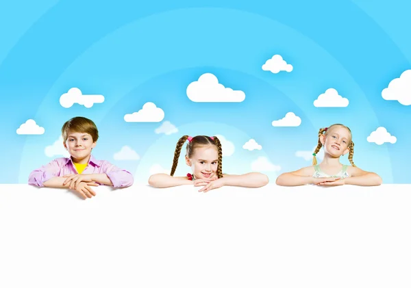 Kids with banner — Stock Photo, Image