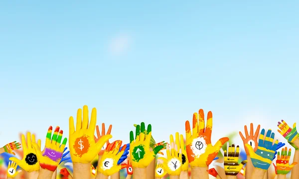 Händer i färg — Stockfoto