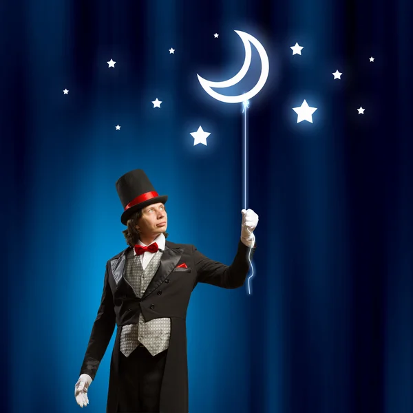 Magician in hat — Stock Photo, Image