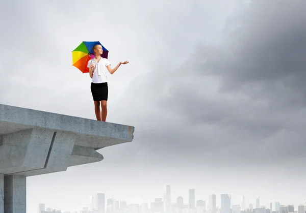 Businesswoman on bridge — Stock Photo, Image