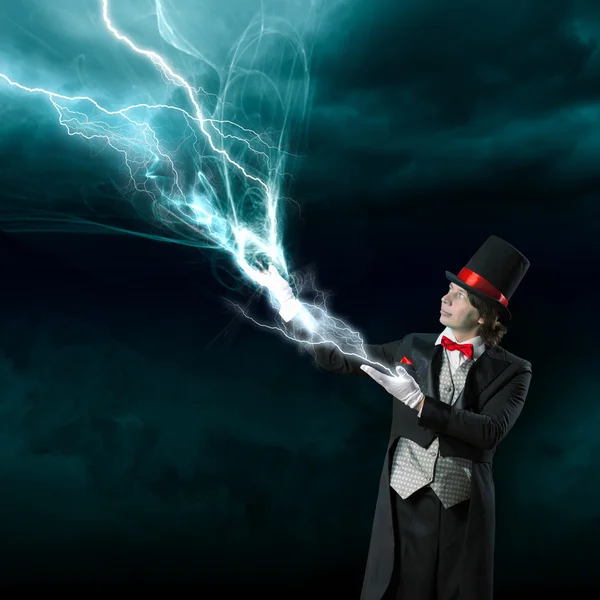 Magician in hat — Stock Photo, Image