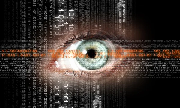 महिला की आंख की डिजिटल छवि। सुरक्षा अवधारणा — स्टॉक फ़ोटो, इमेज