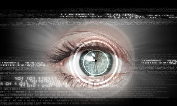 Imagen digital del ojo de la mujer. Concepto de seguridad — Foto de Stock