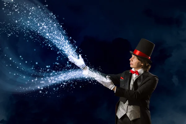 Magician in hat — Stock Photo, Image