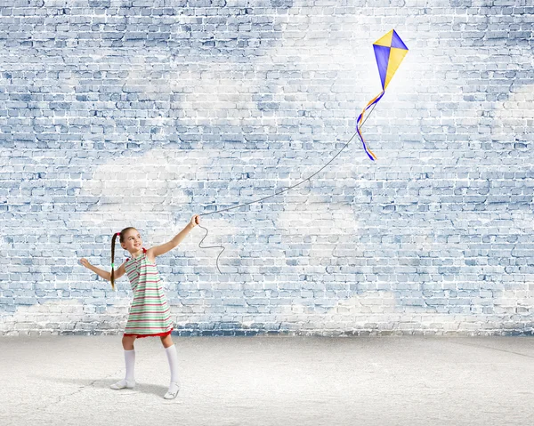 Girl with kite — Stock Photo, Image