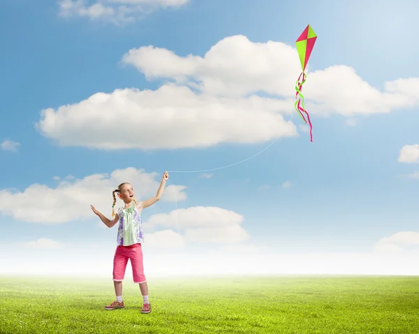 Fille avec cerf-volant — Photo