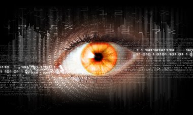 kadının gözü dijital görüntü. güvenlik kavramı