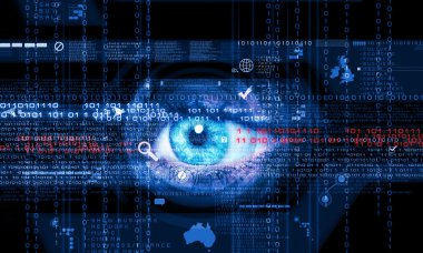 kadının gözü dijital görüntü. güvenlik kavramı