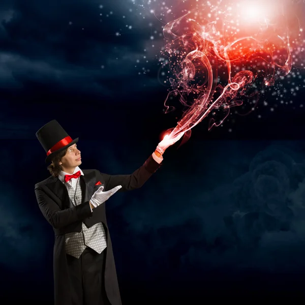 Magician in hat — Stock Photo, Image