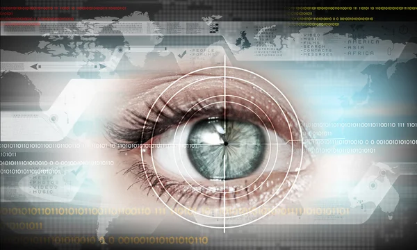 Digitaal beeld van vrouw oog. veiligheidsconcept — Stockfoto