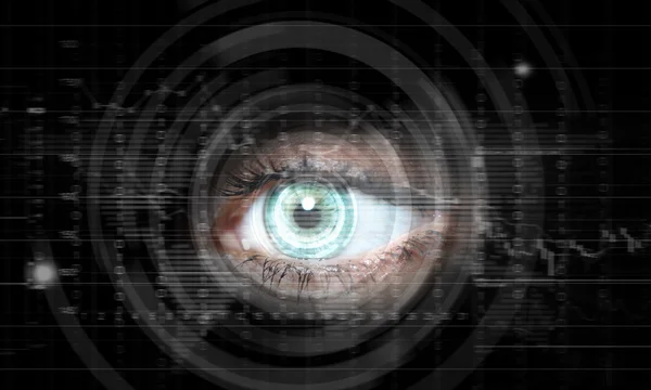 Digitaal beeld van vrouw oog. veiligheidsconcept — Stockfoto