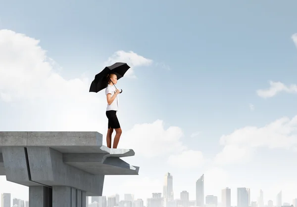 Businesswoman on bridge — Stock Photo, Image