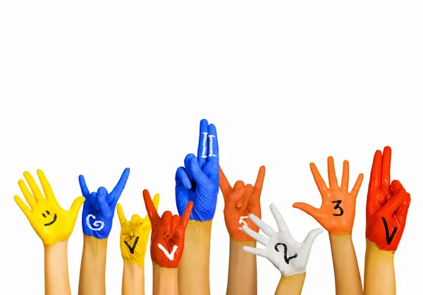 Hände in Farbe — Stockfoto