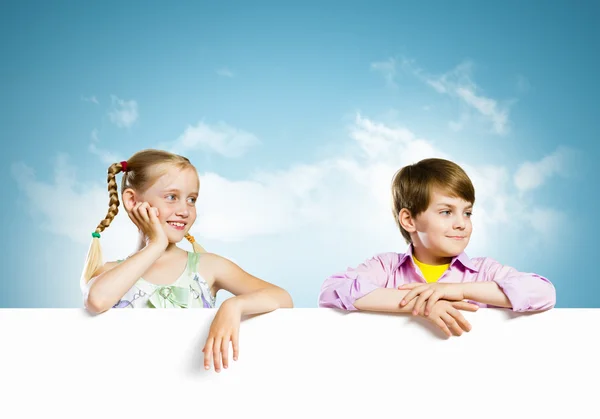 Kids with banner — Stock Photo, Image