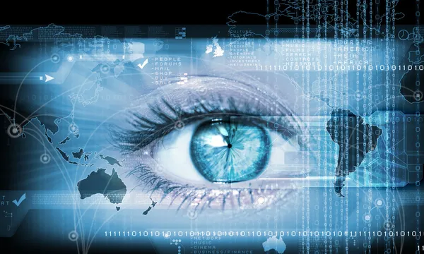 Digitales Bild des weiblichen Auges. Sicherheitskonzept — Stockfoto