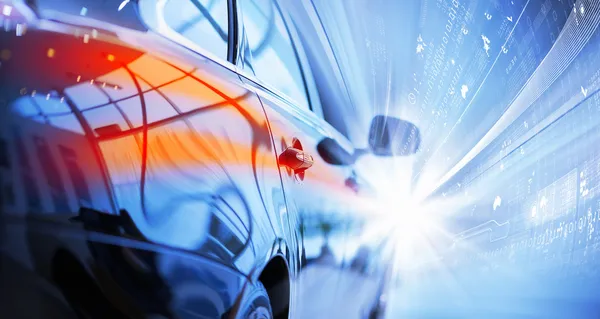 Vista posteriore di auto di lusso — Foto Stock