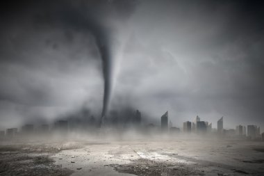 Tornado şehir üzerinde