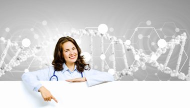 Bayrağı olan doktor.