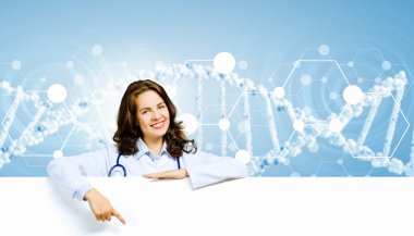 Bayrağı olan doktor.