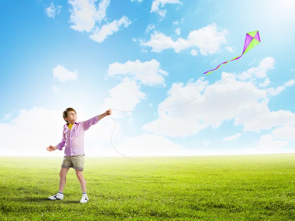 Boy with kite — Stock Photo, Image