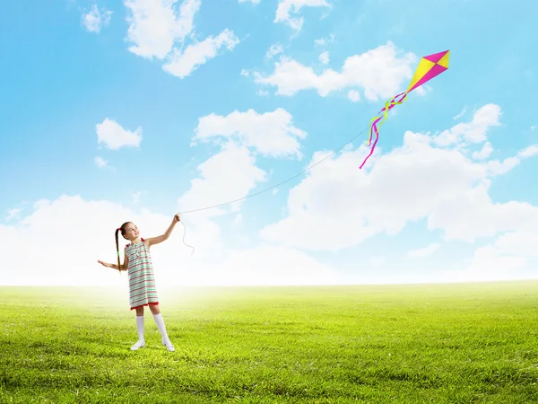 Girl with kite — Stock Photo, Image