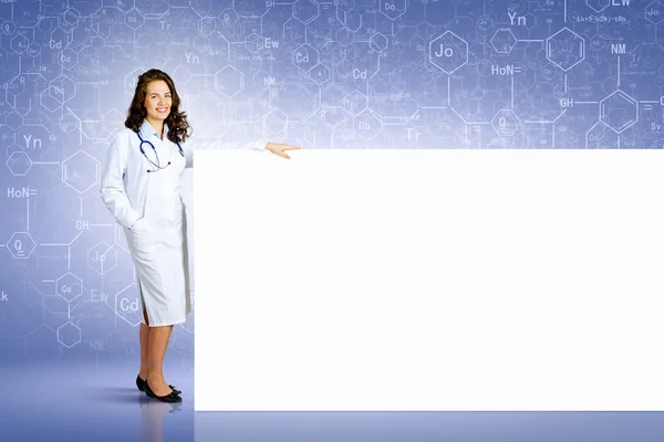 Doctor with banner — Stock Photo, Image