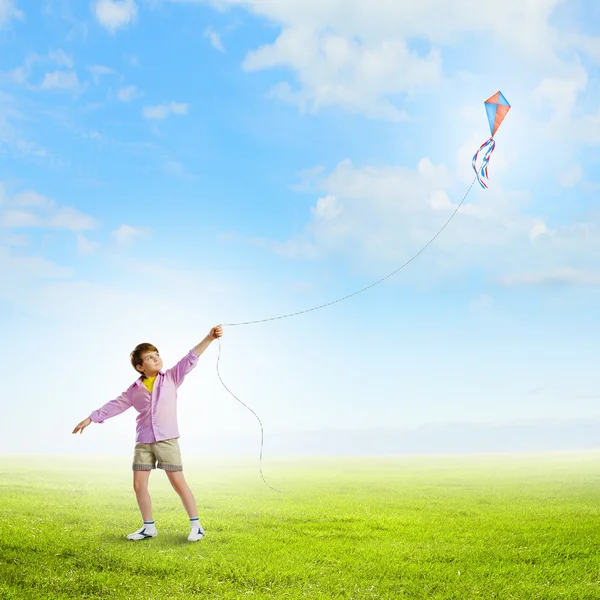 Boy with kite — Stock Photo, Image