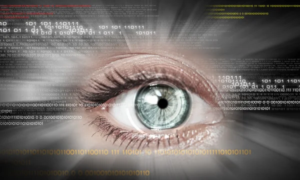 Imagen digital del ojo de la mujer. Concepto de seguridad — Foto de Stock