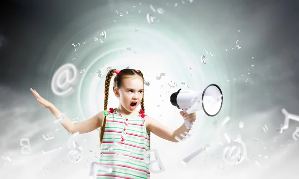 Kid with megaphone — Stock Photo, Image