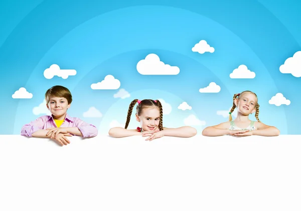 Kids with banner — Stock Photo, Image