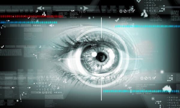 Digital image of woman's eye. Security concept