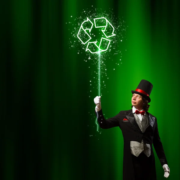 Magician in hat — Stock Photo, Image