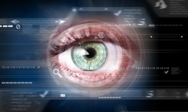 Imagen digital del ojo de la mujer. Concepto de seguridad —  Fotos de Stock