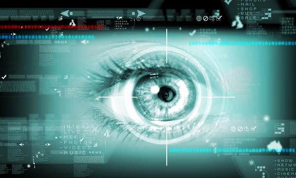 Imagen digital del ojo de la mujer. Concepto de seguridad —  Fotos de Stock