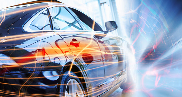 Rear view of luxury car