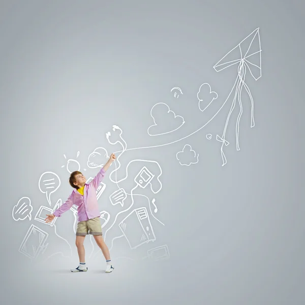 Boy with kite — Stock Photo, Image