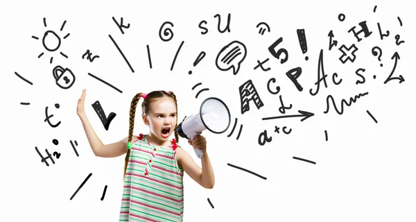 Kid with megaphone — Stock Photo, Image