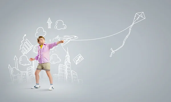 Boy with kite — Stock Photo, Image