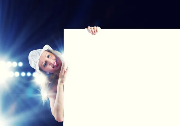 Naked girl with banner — Stock Photo, Image